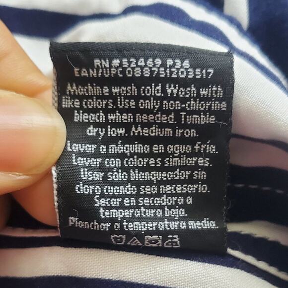 George Relaxed Fit Black & White Striped Button Down Top L - Picture 6 of 6